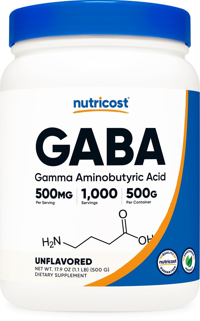 Nutricost Pure GABA 500G Σκόνη (Gamma Aminobutyric Acid) (500 γραμμάρια / 1,1 κιλά)