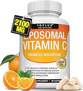 Liposomal Vitamin C 2100 mg Yüksek Aborpsiyon Yağı VIT C - Immune Support Collagen ATM Immunity Defense & Powerful Antioksi, MCT Oil & Sunflower Lecithin, Acsorbici, Vegan Non-GMO