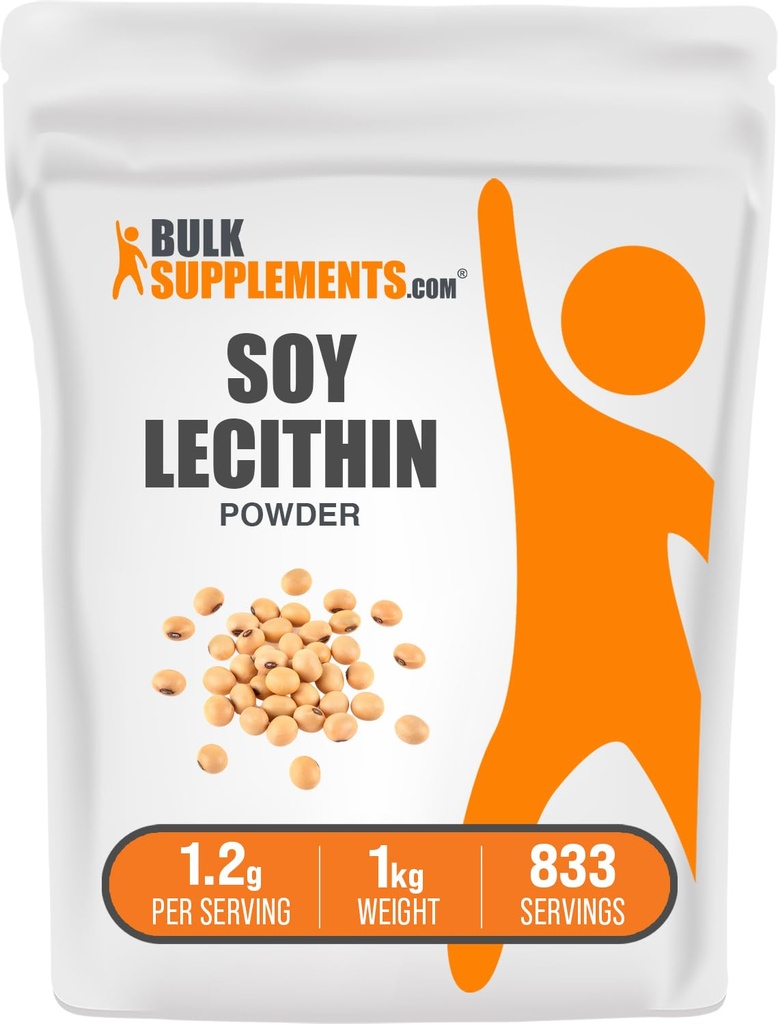BulkSupplements.com Σκόνη Λεκιθίνης Σόγιας - Συμπλήρωμα Λεκιθίνης, Συμπλήρωμα Διατροφής, Βαθμός Τροφίμων - Χωρίς γλουτένη, 1,2g ανά Σερβίρισμα, 1kg (2,2 lbs) (πακέτο των 1)
