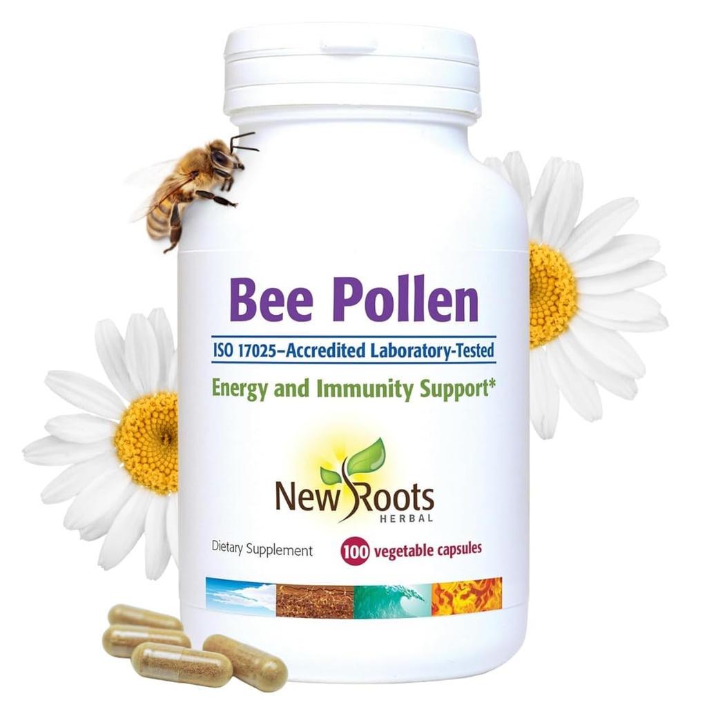 Arı Pollen Capsules (1000 mg) Tüm Doğal Arı Kirliliği | Minerallerde Zengin, Antioksit Desteği ve Arı Vitality (100 Capsules) için Vitaminler ve Temel Amino Asitler