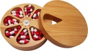 Fashciaga Bamboo Wood Καθημερινή Εβδομαδιαία Βιταμινική Ιατρική Pill Organizer Box περίπτωση,Kitchen Salt Spice Cellar Containers,Earring Δαχτυλίδι Διακοσμητικό κουτί αποθήκευσης κοσμημάτων (Large)