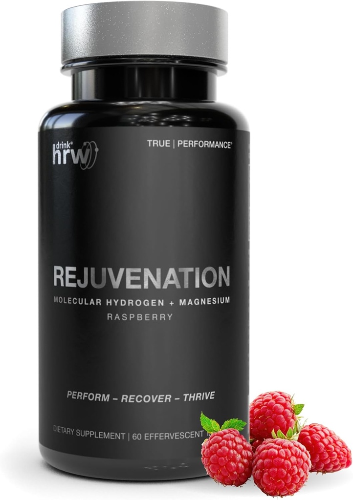 DRINK HRW Rejuvenation Molecular Hidrojen Water Tabletleri: 12 ppm H2 - Hidrojen & Magnezyum Supplement, Supports Energy Production, Recovery, Cognitive Health. Bilgili Spor Onaylı (Raspberry 60ct)