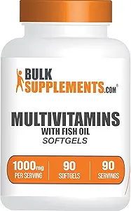 BulkSupplements.com Multivitamin Softgels - Daily Multivitamin, Multimineral Supplement, for Adults with Fish Oil - Gluten Free, 1 Softgel per Service, 90.