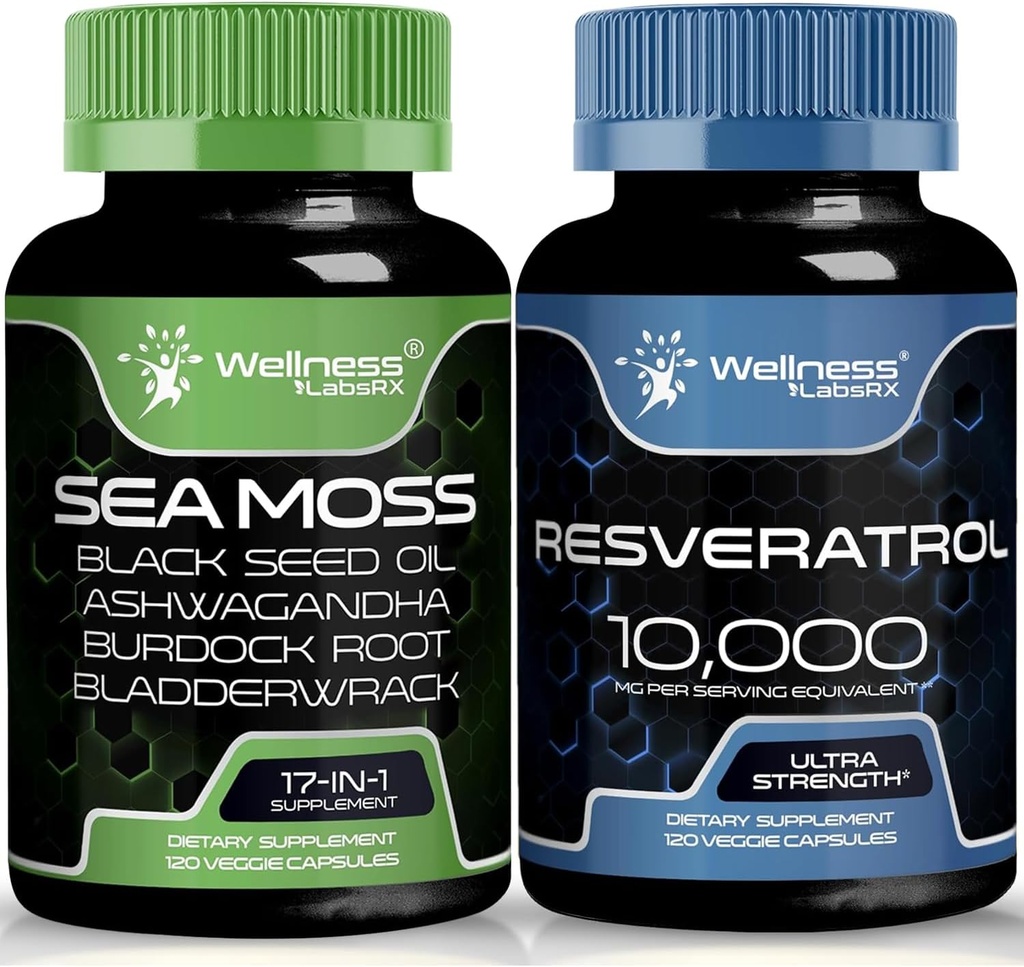 Sea Moss Capsules ile WELLNESS LABSRX Resveratrol Capsules