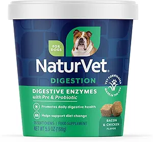 NaturVet – Digestive Enzymes - Artı Probiyotikler ve Prebiyotikler - Diyet Değişimi ve Sağlıklı Bir Digestive Tract - Köpekler için (Soft Chews, 70 Count)