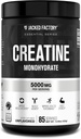 Jacked Factory Creatine Monohydrate Powder 425g - 5g Daily Creatine Supplement for Men and Women, Vegan-Friendly, Third-Party Tested - 85 Υπηρεσίες, Χωρίς άρωμα