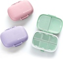 MEACOLIA 3 Pack 8 Karşılaştırma Seyahat Pill Organizer, Daily Pill Case Small Pill Box for Pocket Purse, Portable Pill Container Medicine Vitamin Organizer (Purple, Green, Pink)