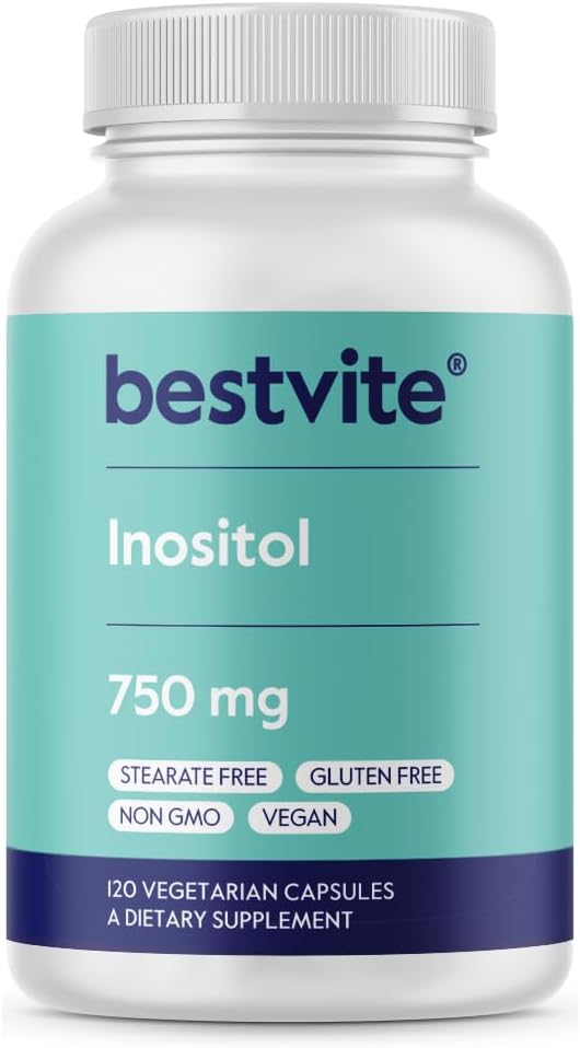 BESTVITE Inositol 750 mg Myo Inositol (120 Vejetaryen Capsules) - No Stearates - Vegan - Non GMO - Gluten Free