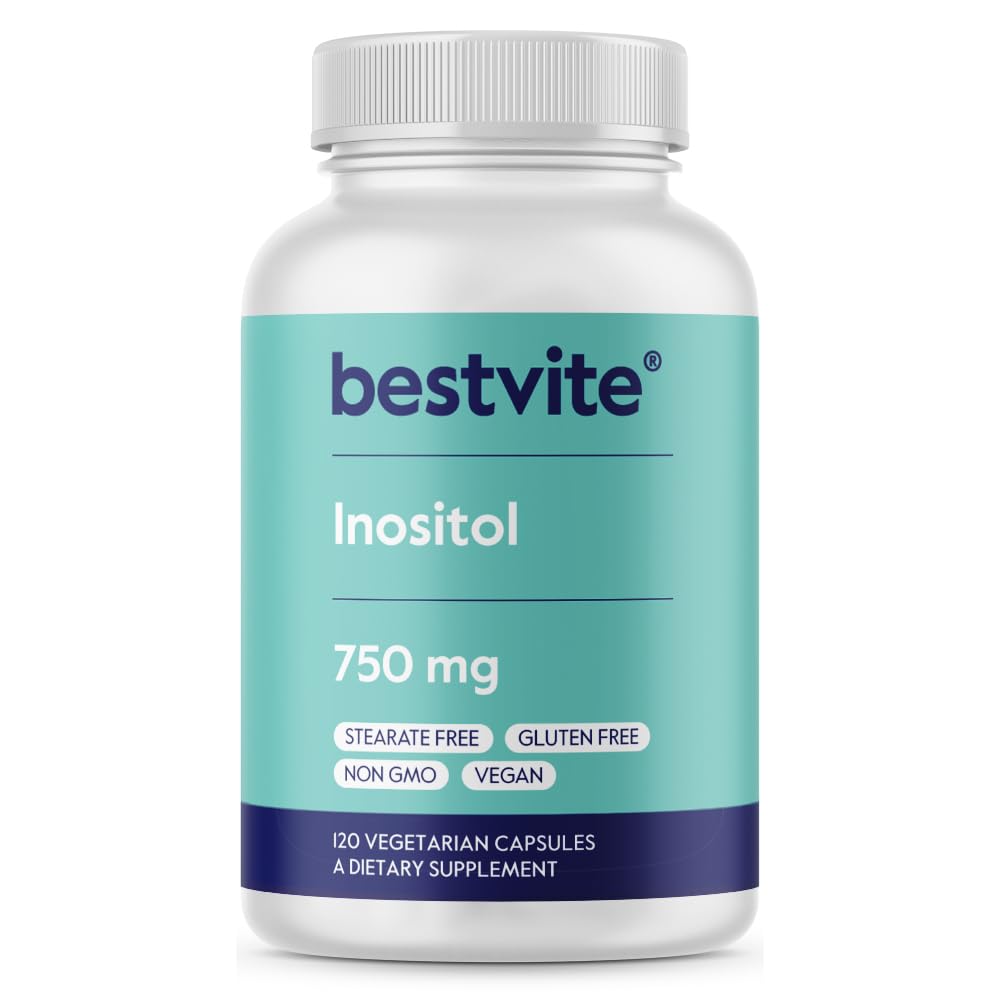 BESTVITE Inositol 750 mg Myo Inositol (120 Vejetaryen Capsules) - No Stearates - Vegan - Non GMO - Gluten Free