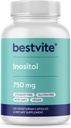 BESTVITE Inositol 750 mg Myo Inositol (120 Vejetaryen Capsules) - No Stearates - Vegan - Non GMO - Gluten Free