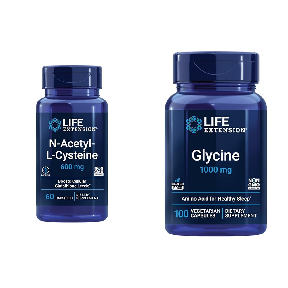 Hayat N-Acetyl-L-Cysteine (NAC) & Glycine 1000 mg, Rahatlama, Sağlıklı Uyku, Amino Asit, Gluten-Free, Non-GMO, Vegetarian, 100 Capsules