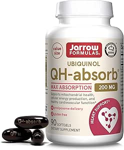 Jarrow Formulas QH-Absorb 200 mg - Co-Q10 Aktif Antioksidan Form - Diyetsel Tamam - Destek Mitochondrial Energy Production & Cardiovascular Health - 90 Softgels