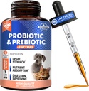 Probiyotiks & Prebiyotiks with Enzymes for Dogs and Cats - Digestive Gut Flora Health Pet Food Supplements - Constipation & Diarrhea and Gas Home Remedy - Upset Stomach Relief - Made in USA