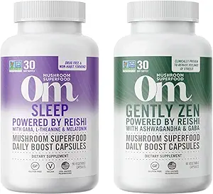OM MUSHROOM SUPERFOOD ZEN and Sleep Bundle Mushroom Κάψουλες Superfood Supplement, 90 Count, 30 Ημέρες Προμήθεια του καθενός