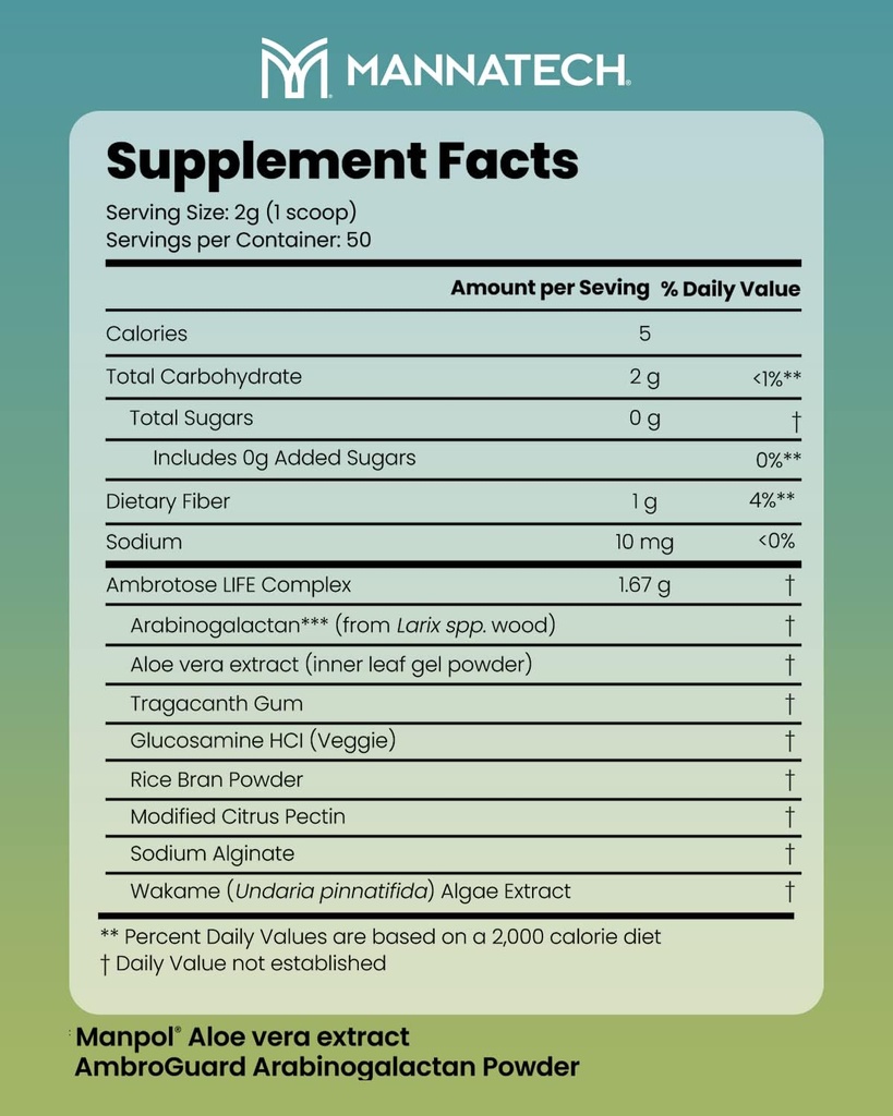Immune Support Supplement, Mannatech Ambrotose Life (Powder) 100g, Supports Cell-to-Cell İletişim ve Mannatech Ambrotose Life (Powder) 100g, Supports Cell-to-Cell Communication and a reliable Immune Defense, with Manapol Toz Pure 100% Natural Aloe Vera Supplement