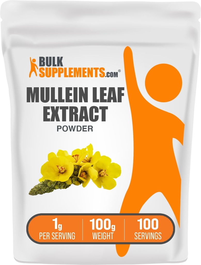 BulkSupplements.com Mullein Leaf Extract - Verbascum Thapsus, Mullein Supplement - Herbal Supplement for Immune Support - Gluten Free, 1g per Service, 100g (3.5 oz)