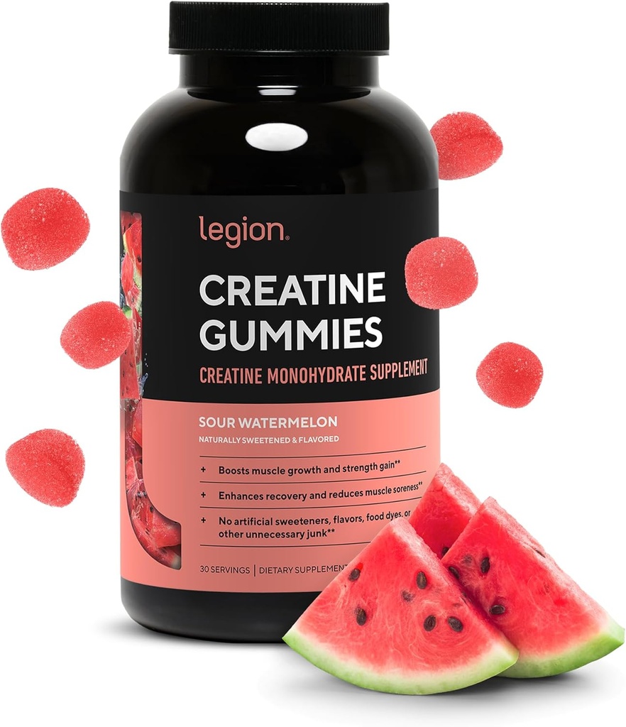 LEGION Kretine Monohidrat Gummies – Temiz Chewable Kretine Supplement for Strength, Endurance & Muscle Recovery – 30 Sour Watermelon Flavor – No Yapay Flavors or Sweeteners