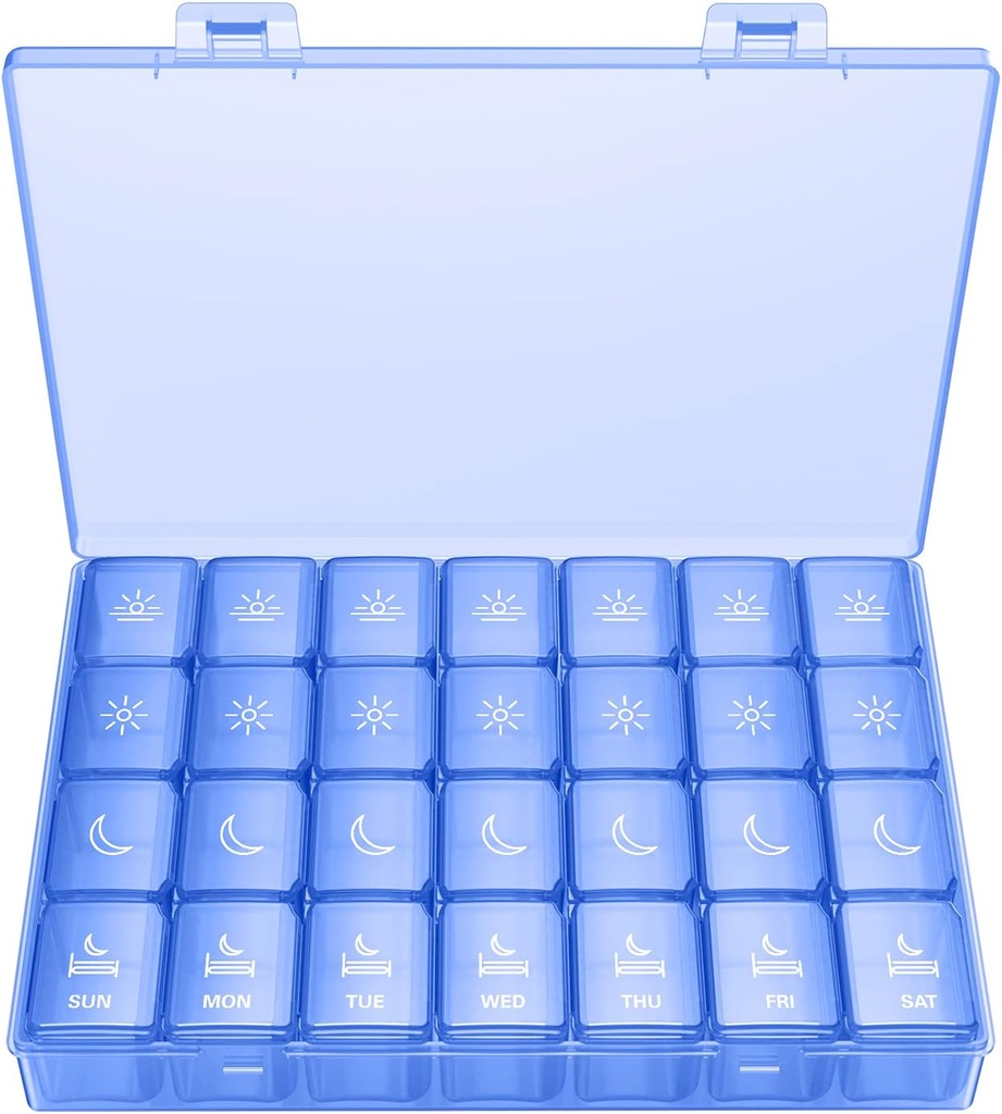 XL Pill Organizer 4 φορές την ημέρα, BUG HULL Extra Large Weekly Pill Box Case, 7 Day Vitamin Container Daily Pill Holder για Cod-Liver Oil, Βιταμίνες, Συμπληρώματα (Royal Blue)