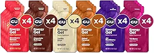 GU Energy Original Sports Nutrition Energy Gel, Vegan, Gluten-free, Kosher, και Dairy-Free On-the-Go Energy για κάθε προπόνηση, 24-Count, Ποικίλες Γεύσεις