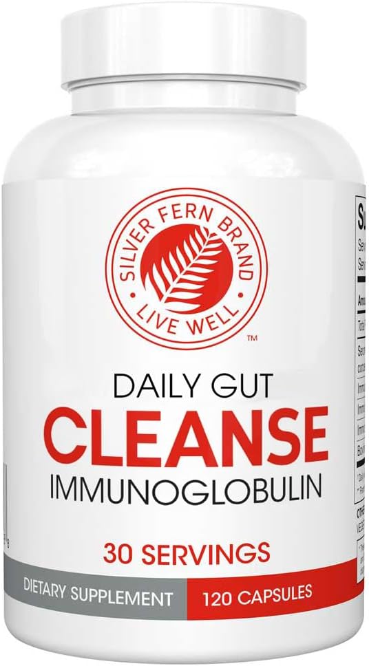 Silver Fern Cleanse - Daily Gut - 1 Şişe - 120 Capsules - 30 Day Supply - Immunoglobulin G, A & M - (IgG, IGA, IgM) - Postbiyotik