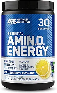 Optimum Nutrition Amino Energy - Προ προπόνηση με πράσινο τσάι, BCAA, Αμινοξέα, Κετό Φιλικό, Πράσινο εκχύλισμα καφέ, Ενεργειακή σκόνη - Βατόμουρο Λεμονάδα, 30 Σερβίρεις (Packaging May Vary)