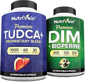 Nutrivein Premium TUDCA and DIM Supplement Bundle: High-Absorption TUDCA Supplement and DIM for Detox, Balance, and Well-Being