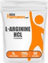 BulkSupplements.com L-Arginine HCl Toz - Nitrik Çimento Tamam, Arginine Toz - Unflavored & Gluten Free, 5g per Service, 250g (8.8 oz) (Pazar 1)