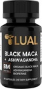 LUAL 30,000 mg 30x Strength Organic Black Maca Root with Ashwagandha - En yüksek Potency Black Maca Roots for Men - 100% Pure Maca Peruana Toz Organik, Gelatinized, Non-GMO - 60 Pills