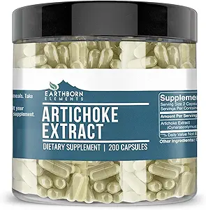 Earthborn Elements Artichoke Extract 200 Capsules, Pure & Undiled, No Wordss