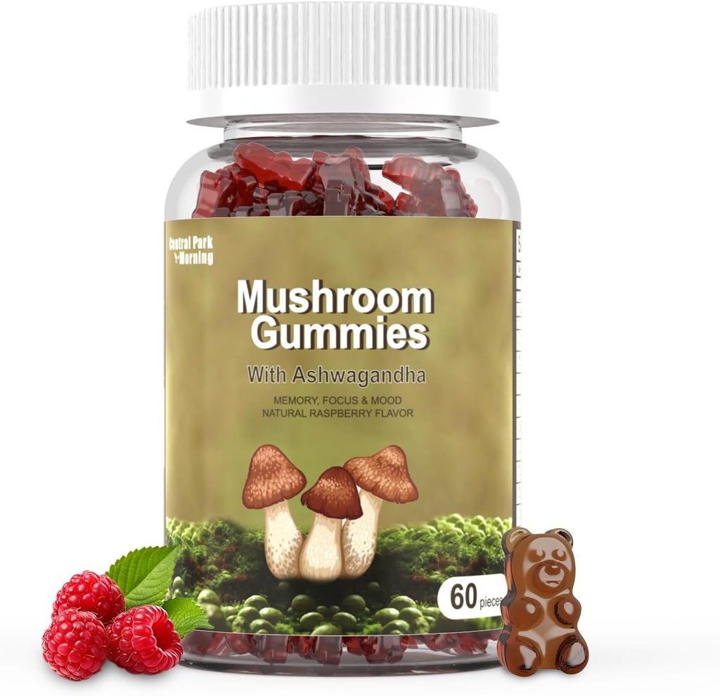 Mushroom Gummies 10 Blend - Μανιτάρι με λιοντάρια Mane, Chaga, Reishi, Cordyceps 2500mg, Συμπληρώματα εγκεφάλου για τη μνήμη και την εστίαση