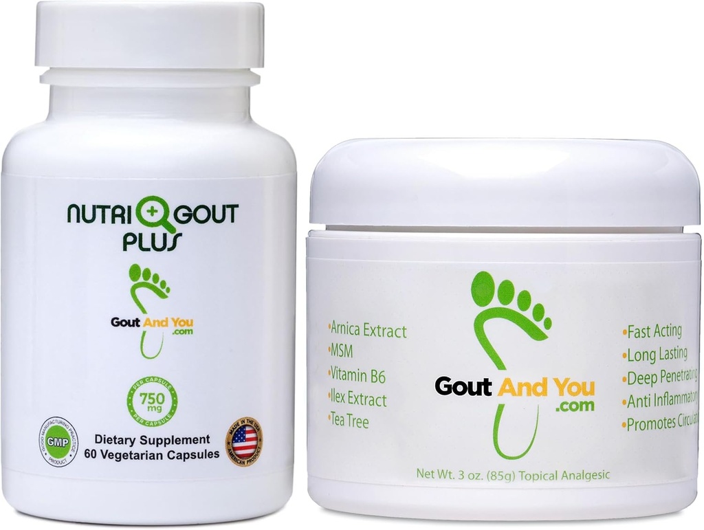 NutriGout Plus Uric Acid Υποστήριξη και Θεραπευτική Θεραπεία Επίκαιρη Κρέμα με εκχύλισμα Arnica