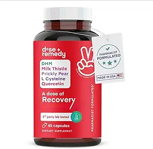 A doz Recovery|Liver Detox | USA | USDA | Hydration Support for Better Morning Recovery Asya Flush | Dihidrmyricetin DHM, Quercetin, B, Milk Thistle, Prickly Pear, | (45 Pills)