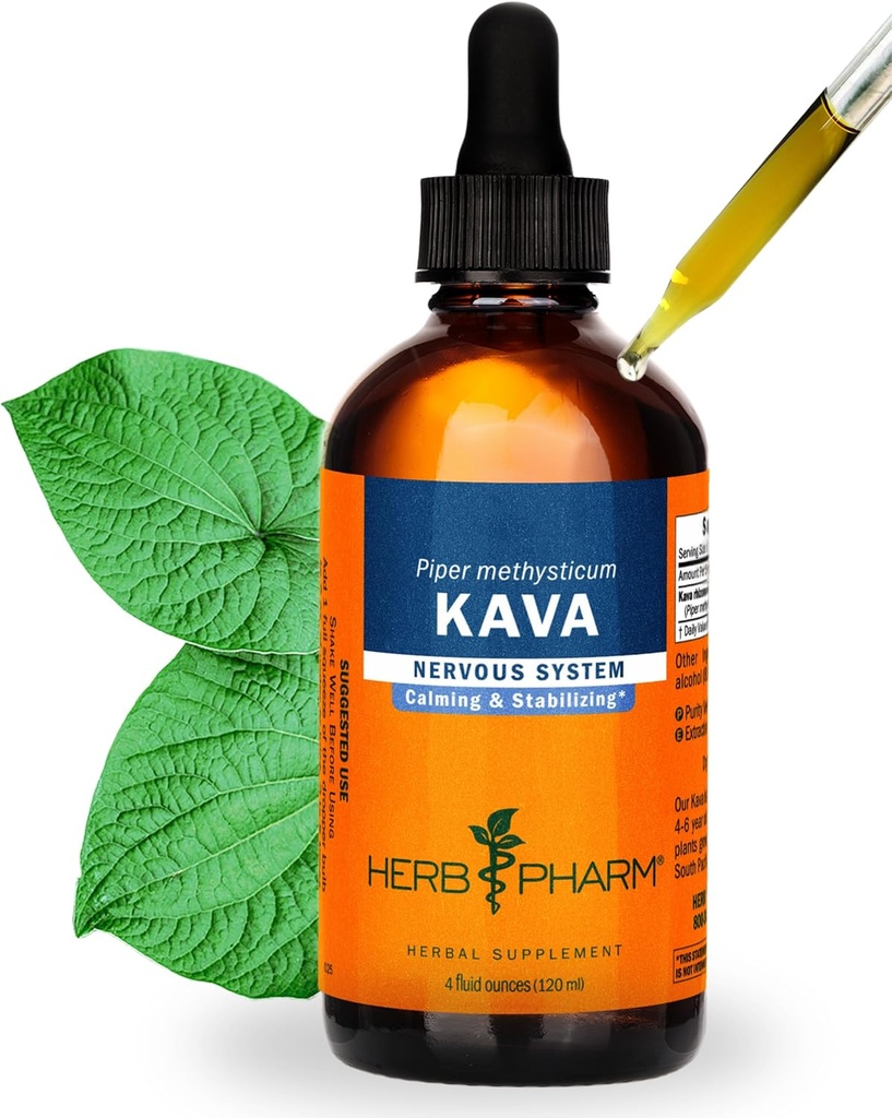 Stres Desteği ve Rahatlama için Organik Kava Kökü: Vegan Kava Ekstraksiyonu, Calm & Relaxed Mood, Gluten-Free, 4 Oz | Up to 3 Ay Supply