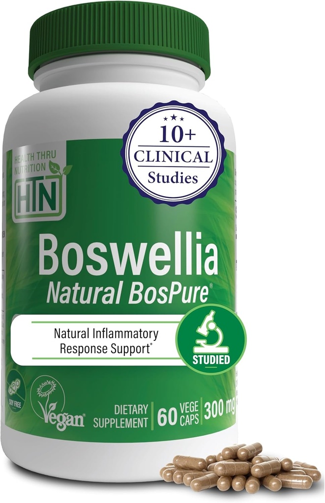 Sağlık Thru Beslenme Boswellia 300 mg 60 Capsules Bospure AKBAMAX | Yüksek Potency %75 Boswellic Acids 10% AKBA | Sağlıklı Hareketlilik Desteği | Vegan Ücretsiz | Non-GMO, Gluten Free, Soy Free,