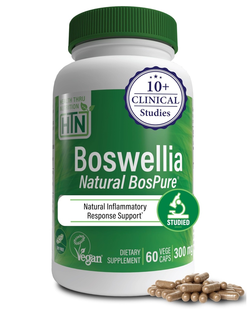 Sağlık Thru Beslenme Boswellia 300 mg 60 Capsules Bospure AKBAMAX | Yüksek Potency %75 Boswellic Acids 10% AKBA | Sağlıklı Hareketlilik Desteği | Vegan Ücretsiz | Non-GMO, Gluten Free, Soy Free,