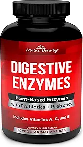 İlahi Bounty Digestive Enzymes with Probiyotiks & Prebiyotiks with Lipase, Amylase, Bromelain - Erkekler ve Kadınlar için sağlıklı bir Digestive Tract - 90 Vegetarian Capsules