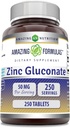 Amazing Formulas çinko Gluconate 50 Mg Supplement | Tabletler | Non-GMO | Gluten-Free | ABD'de Made (1 Pack | 250 Count)