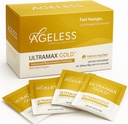 Yaşsız UltraMAX Altın - Kadınlar ve Erkekler için Anti-Aging Supplement - Rejuvenates Skin, Saves Youthful Görünüm, Boosts Energy & Sleep, Effervescent Toz - Valencia Orange Flavor - 22 Packets