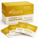 Yaşsız UltraMAX Altın - Kadınlar ve Erkekler için Anti-Aging Supplement - Rejuvenates Skin, Saves Youthful Görünüm, Boosts Energy & Sleep, Effervescent Toz - Valencia Orange Flavor - 22 Packets
