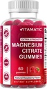 Vitamatic Extra Strength Magnezyum Gummies – 255 mg (Element Magnezyumal) hizmet başına – 60 Vegan Gummies Supports Relaxation, Muscle & Nerve Function, Bone Health & Energy Production Production Production