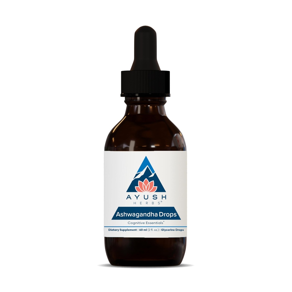 Ayush Herbs Ashwagandha Drops - Yetişkinler için Ashwagandha Alkol Özgür Ayaklar, Organik Ashwagandha ile Odak ve Dikkat için Günlük Tamam, Limon Flavor - 2 Fl Oz (80 Hizmetler)