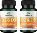 Swanson Vitamin D Complex with Vitamins D2 & D3 - Complete Sunshine Vitamin Complex for Bone, Dental & Immune Health - Συμπλήρωμα Βιταμίνης (50 mcg, 60 Veggie Caps) (2 Pack)