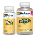 SOLARAY Vitamin D3 K2 and Magnesium Glycinate - Bundle για την υγεία των οστών - Απορρόφηση ασβεστίου, Νεύρο, καρδιά και ανοσοποιητική υποστήριξη w/ 5000 IU Vitamin D, 350mg χημικού μαγνησίου, 60 ημερών εγγύηση, 120ct/120ct