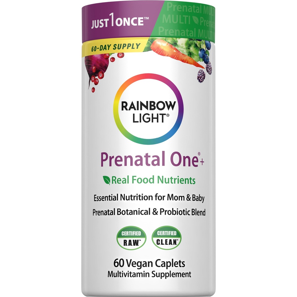 Rainbow Light High-Potency Prenatal One Multivitamin, Prenatal Health Multivitamin Supports Mom's Health and Baby's Development, With Vitamin C, Vegan, 60