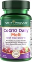 Saf Ürünler CoQ10 Günlük Resveratrol Melt 100 mg CoQ10-30mg Trans-Resveratrol - Vitamin A, D3, E ve B12 (bir metilcobalamin) - 60 Hızlı Dis çözülme Tabletleri