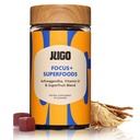 JUGO Focus + SFOODS | Ashwagandha Gummies with Vitamin D3 & Superaving | 40 Kont Plant - Temel Adaptogen Gummies | Gelatin-Free, Non-GMO, Made in USA