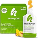 Sağlıklı Vegan Daily Multivitamin Sıvı Supplement ile Demir ve Omega-3, 25+ Temel Vitaminler, Beyin ve Kalp Sağlığı için Mineraller & Nutrients, Immune Support & Energy - 30 Gel Packs