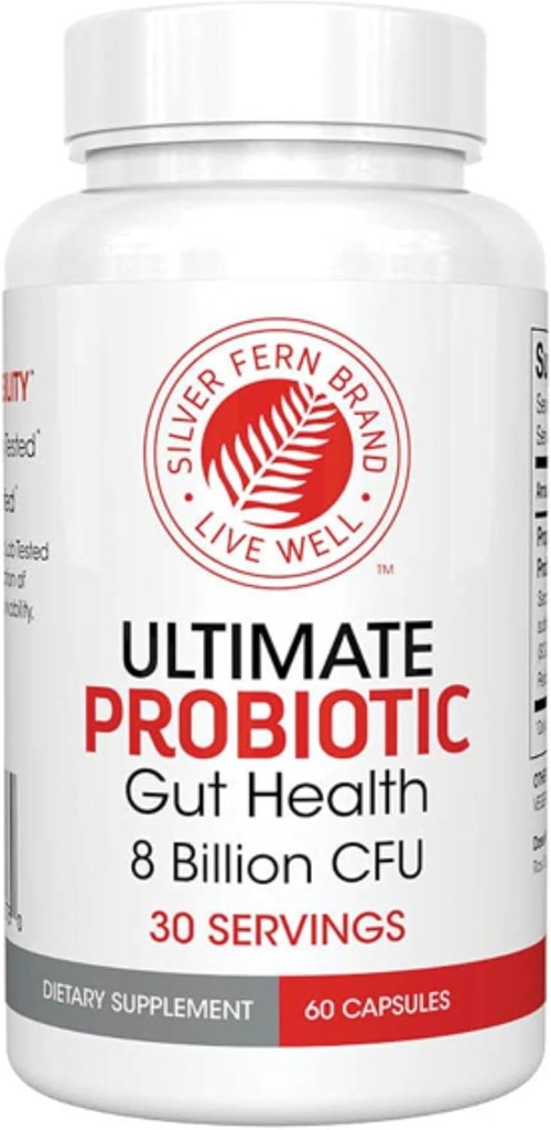 Silver Fern Brand Ultimate Probiyotik - Kadınlar ve Erkekler için Probiyotikler - 8 Milyar CFU Spore-Forming Gut Health Supplement - DNA  Doğrulama, Vegan, Raf-Stable, High Survivability - 60 Capsules