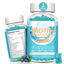 Biotin with Collagen Gummies, Hair Skin and Nails Vitamins Gummies for Hair Growth, Glowing Skin & Strong Nails - Blueberry Flavor, Sugar Free, 120 Count