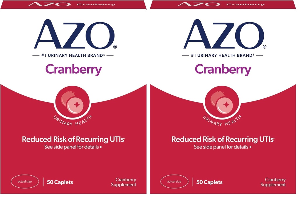 AZO Cranberry Urinary Tract Health Supplement, 1 Hizmet: 1 Cranberry Juice, Sugar Free Cranberry Pills, 50 Count (Pack of 2)